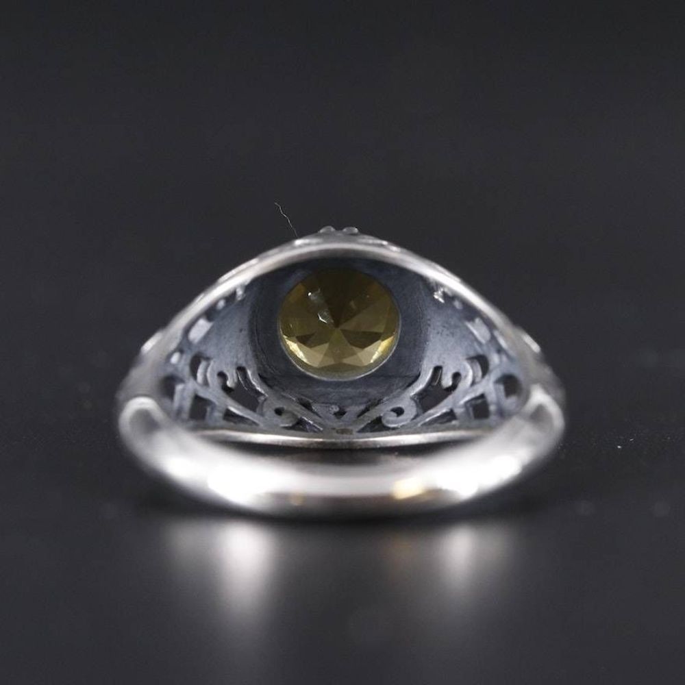 Silver Ring With Yellow Gemstone - image 3